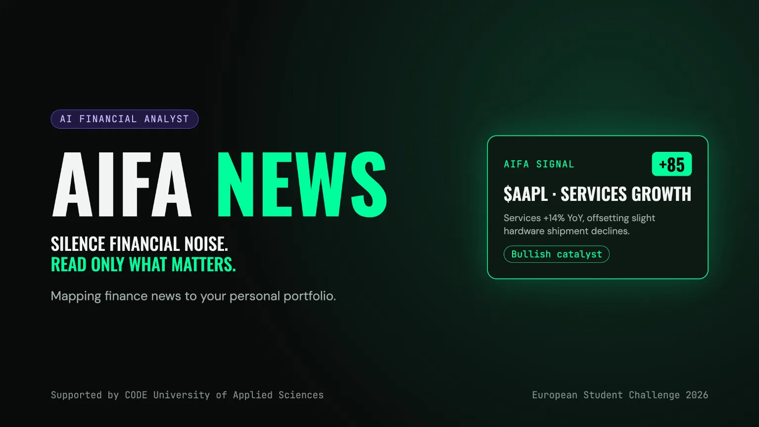 AIFA NEWS Pitch Deck, Folie 1 von 12